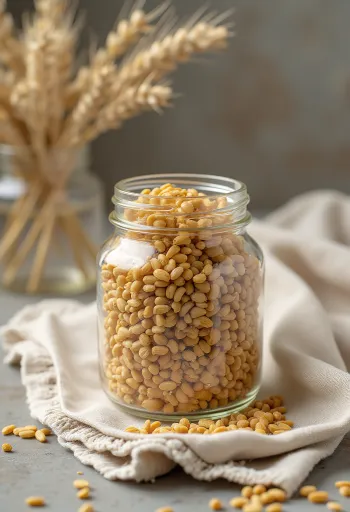 Seramik kasede ve ahşap zeminde arpa kepeği