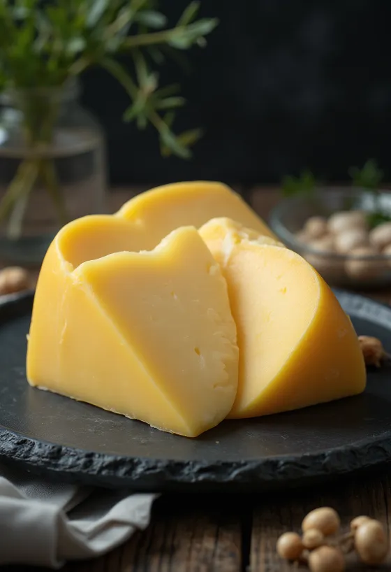 Ahşap masada beyaz seramik kasede taze Edam peyniri