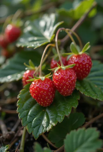 Taze dağ çileği, kesilmiş ve bütün halde, doğal dokümantasyon tarzında