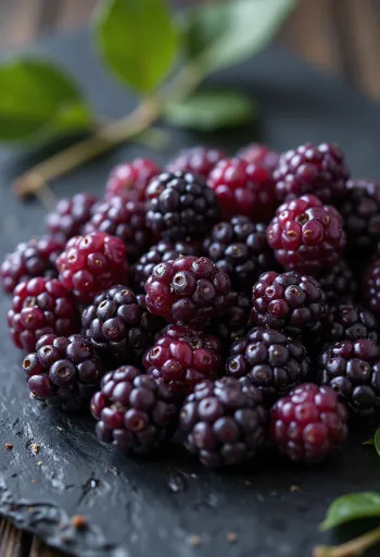 Farklı renklerde taze dut meyveleri, bütün ve kesilmiş halde