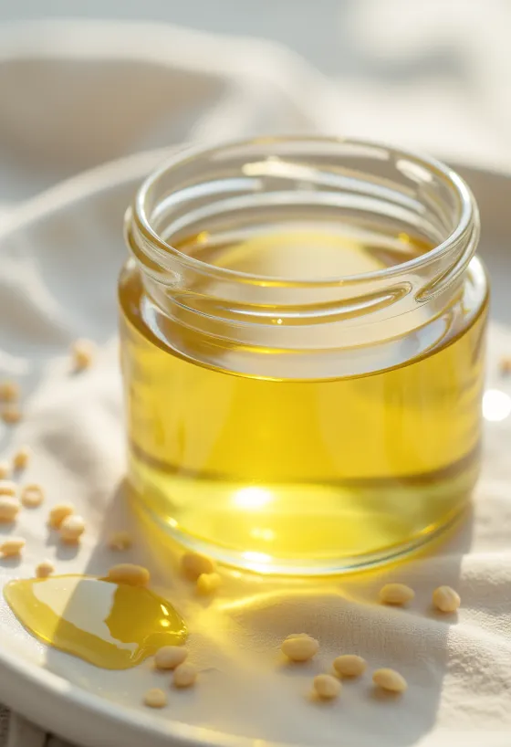 Şişede ve kasede beyaz susam yağı, yanında susam taneleri