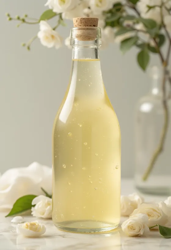 Cam kasede beyaz şarap sirkesi, yanında beyaz üzüm ve sirke anası