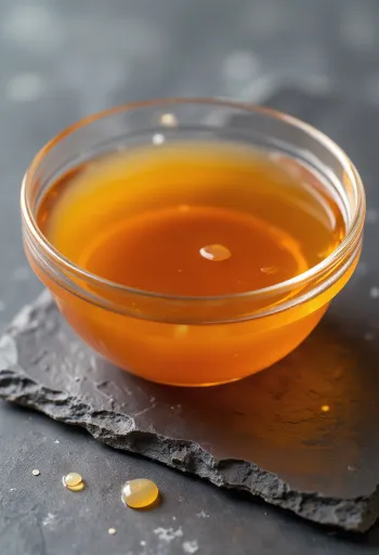 Seramik kasede balık sosu, yanında deniz tuzu ve balık parçaları