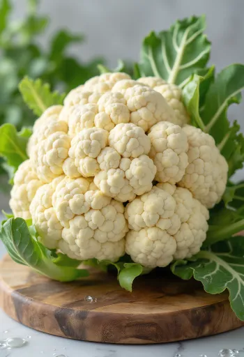 Taze kesilmiş karnabahar çiçekleri ahşap tezgah üzerinde, doğal görünüm