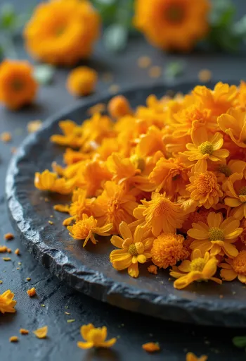 Beyaz tabakta mutfak kullanımı için taze aynısefa çiçeği yaprakları