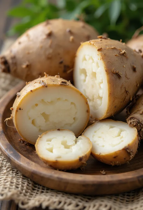 Doğal renkleri ve dokusuyla kurutulmuş malanga kökü