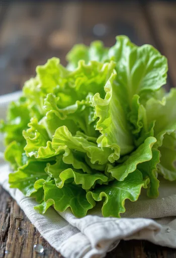 Kesme tahtasında canlı yeşil ve uçları kırmızımsı Batavia marulu