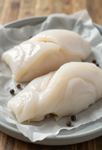 Kesme tahtasında Pasifik morina balığı filetosu