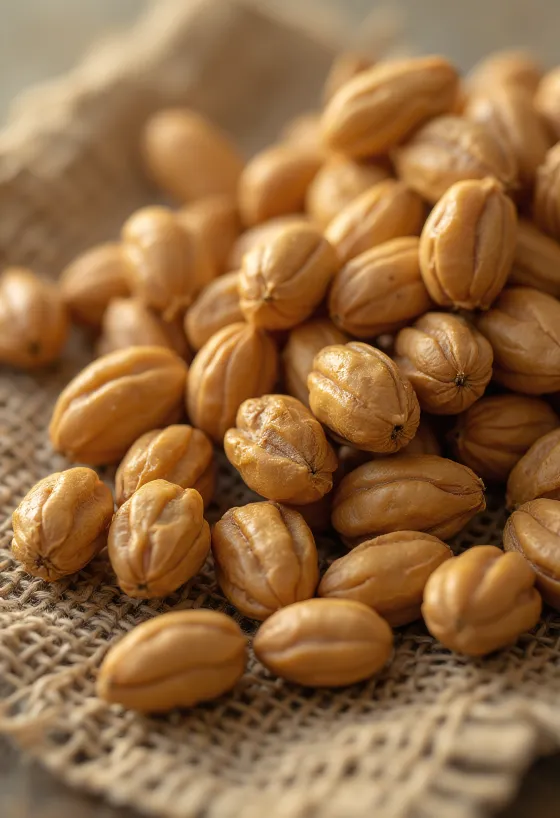 Kesme tahtasında taze yer bademi (chufa) yumruları