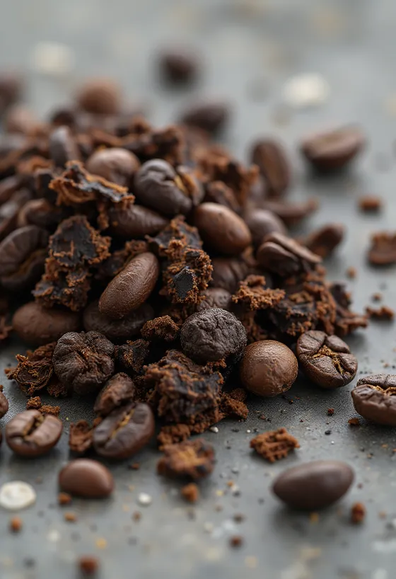 Kesme tahtasında kavrulmuş hindiba kökü parçaları