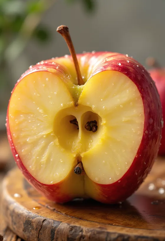 Kesme tahtası üzerinde taze Honeycrisp elmaları ve dilimleri