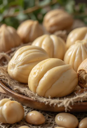 Ahşap mutfak tezgahı üzerinde duran taze pili fıstıkları