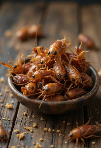 Tabağa servis edilmiş ince dilimlenmiş taze cırcır böceği eti