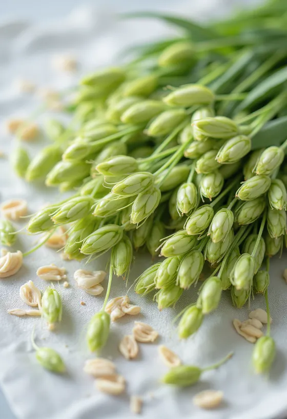 Tabakta taze ve canlı yeşil yulaf filizleri