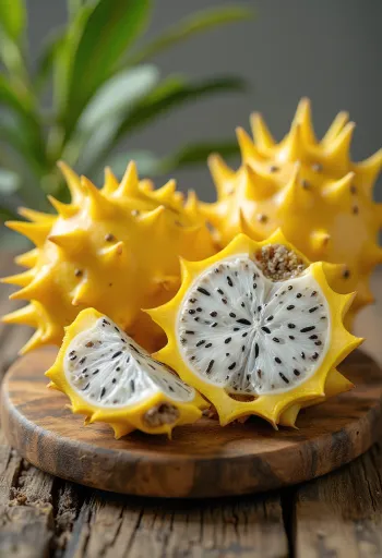 Parlak sarı kabuklu ve beyaz etli Sarı Ejder Meyvesi (Pitaya)