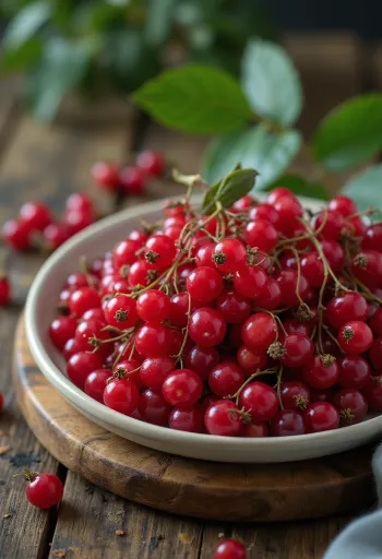 Kırmızı mürver meyveleri, parlak kırmızı renk ve hafif ışıltılı yüzey