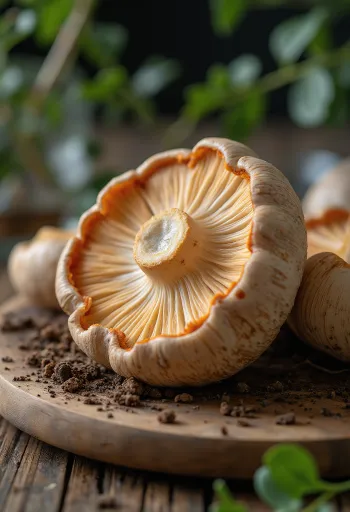 Mutfak hazırlığı sırasında dilimlenmiş kızaran şemsiye mantarı