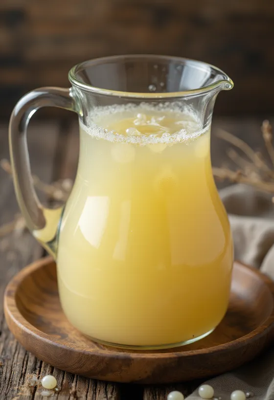 Cam kasede ekşi peynir altı suyu, rustik mutfak zemini