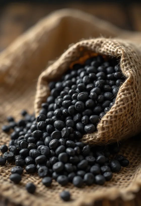 Doğal rengi ve dokusuyla kurutulmuş Urad Dal (siyah mercimek) taneleri