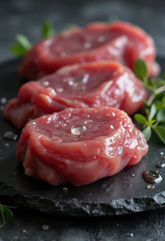 Ahşap kesme tahtasında baharatlanmış yaban ördeği filetosu