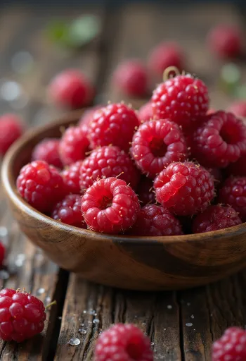 Taze yabani ahududu meyveleri, bütün ve kesilmiş halde