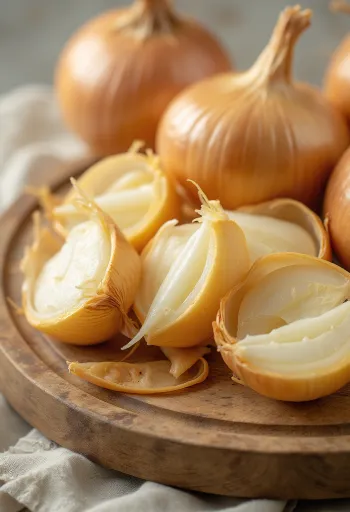 Ahşap zeminde bütün ve dilimlenmiş kırmızı/mor soğanlar