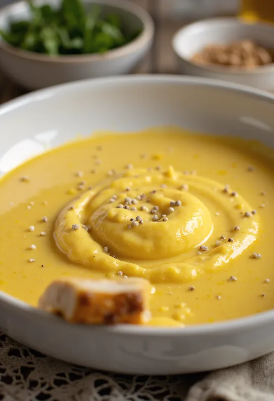 Köri soslu kremalı zencefil sosu servis edilmiş