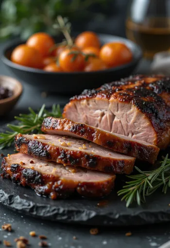 Servis edilmiş füme BBQ domuz karnı