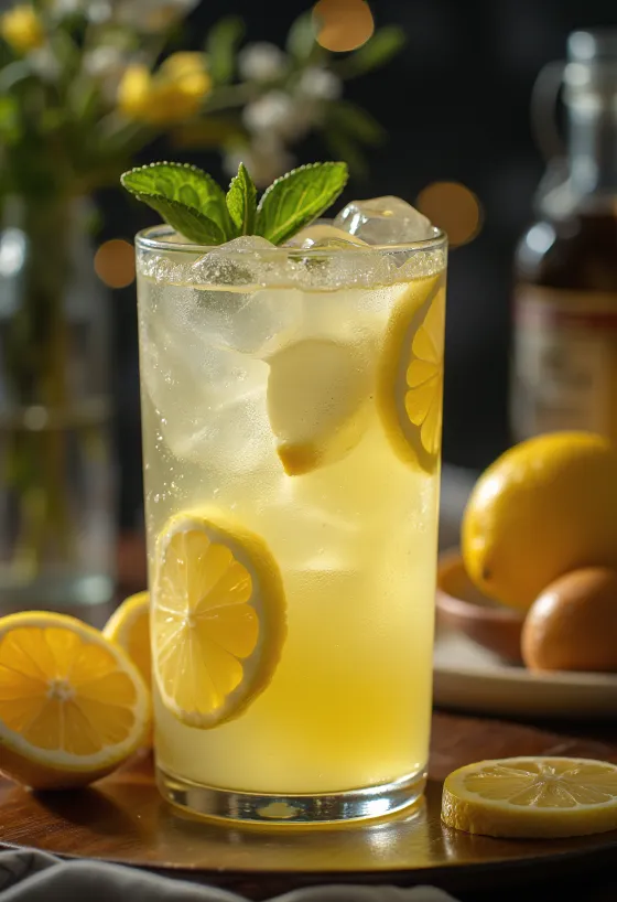 Taze nane ve limon dilimleri ile ev yapımı limonata