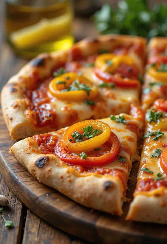 Renkli biberler ve mozzarellalı Pizza ai Peperoni
