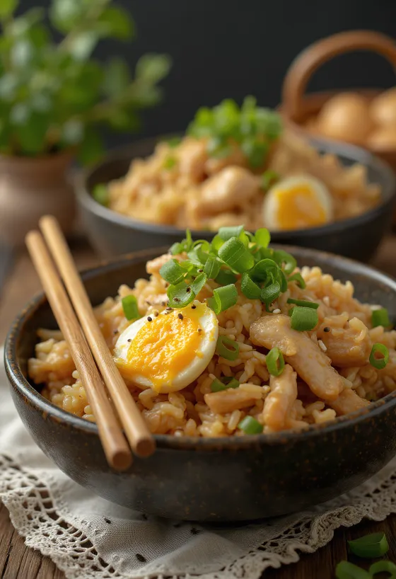 Zengin baharatlar ve satay sosu ile servis edilen Satay Soslu Nasi Goreng