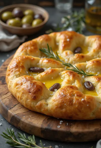 Liguria'dan tuzlu ve zeytinyağlı Pizza Focaccia