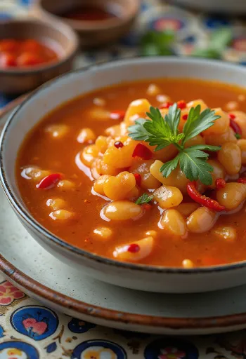 Tatlı ekşi sarımsaklı sos servis edilmiş