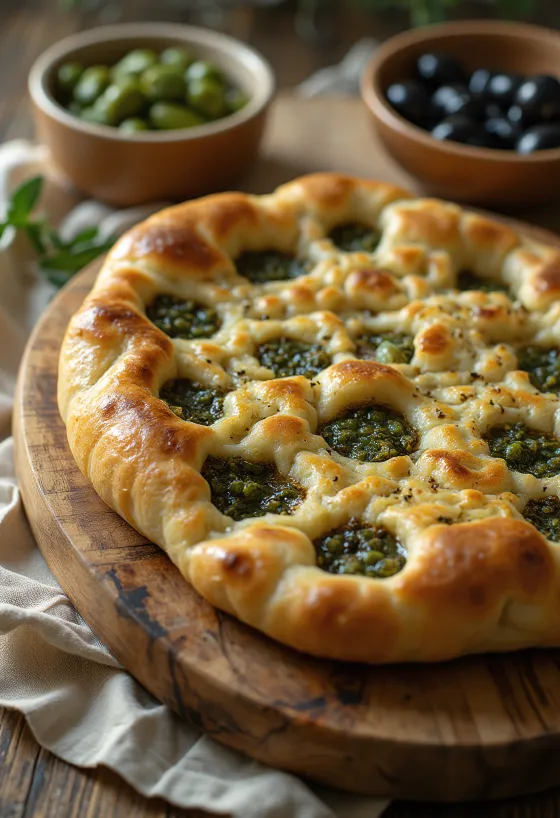 Zeytinyağı ve za'atar baharat karışımı ile Manakish, taze maydanoz