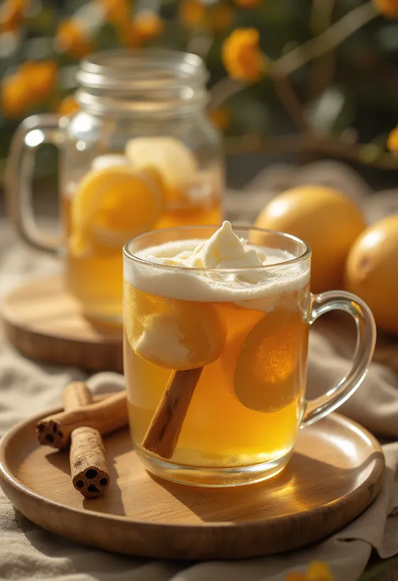Ballı zencefilli cider bardakta servis edilmiş