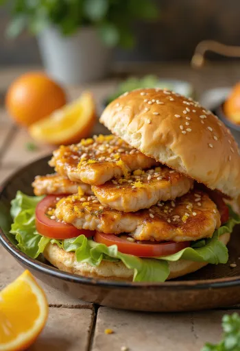 Portakallı susamlı burger sunumu