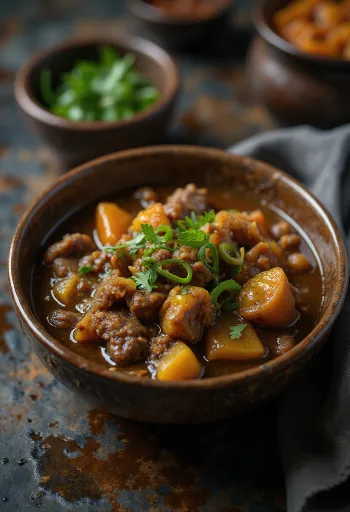 Zengin baharatlar ve taze kişnişle servis edilen Sebzeli Nihari