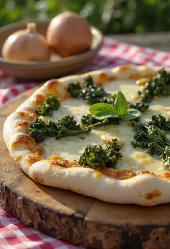 Kara lahana ve peynirli Pizza al Cavolo Nero