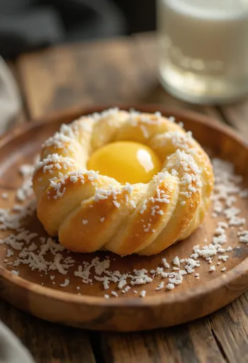 Reçelle doldurulmuş badem sütlü vegan skolebrød