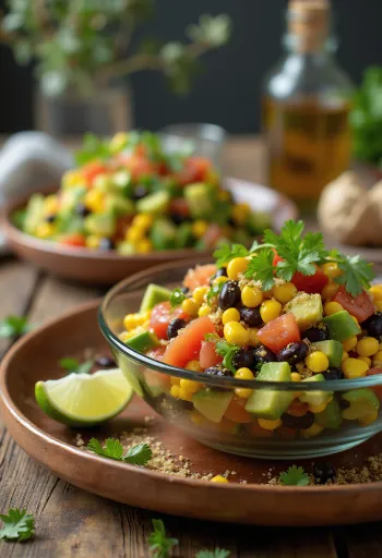 Siyah fasulye ve avokadolu vegan Meksika salatası