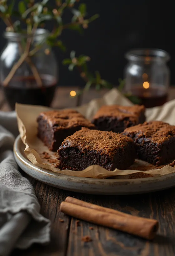 Servis edilmiş tarçınlı brownie
