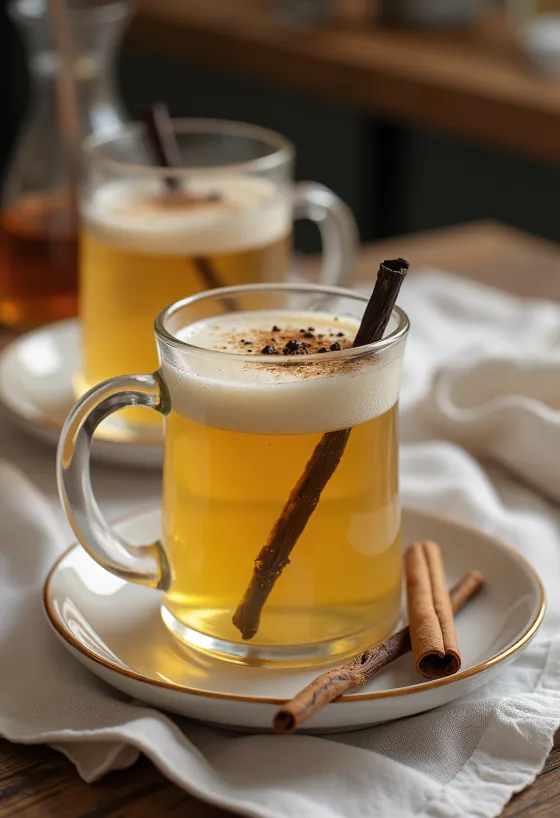 Ballı vanilyalı cider bardakta servis edilmiş