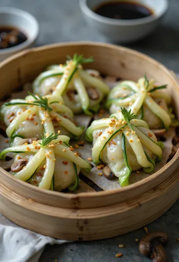 Taze kişniş ve susamla servis edilen Kabaklı Zongzi