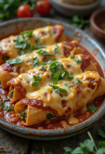 Üzerinde peynirle servis edilen Ispanaklı Enchilada
