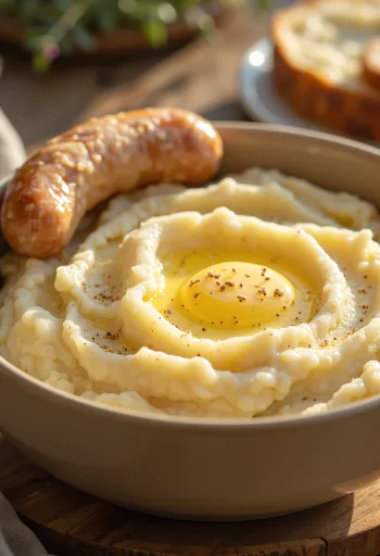 Tereyağı ve sütle karıştırılmış kremsi patates püresi