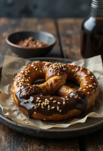 Çikolataya batırılmış susamlı pretzel