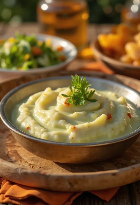Izgara sebzelerle servis edilmiş naneli yoğurt chutney