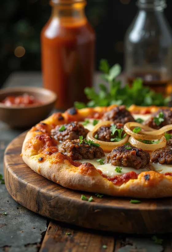 Servis edilmiş Pizza Kenyan Nyama Choma