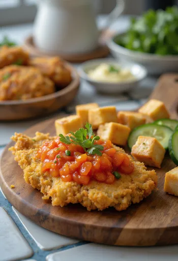 Acı soslu ve kızarmış tofulu Ayam geprek servisi