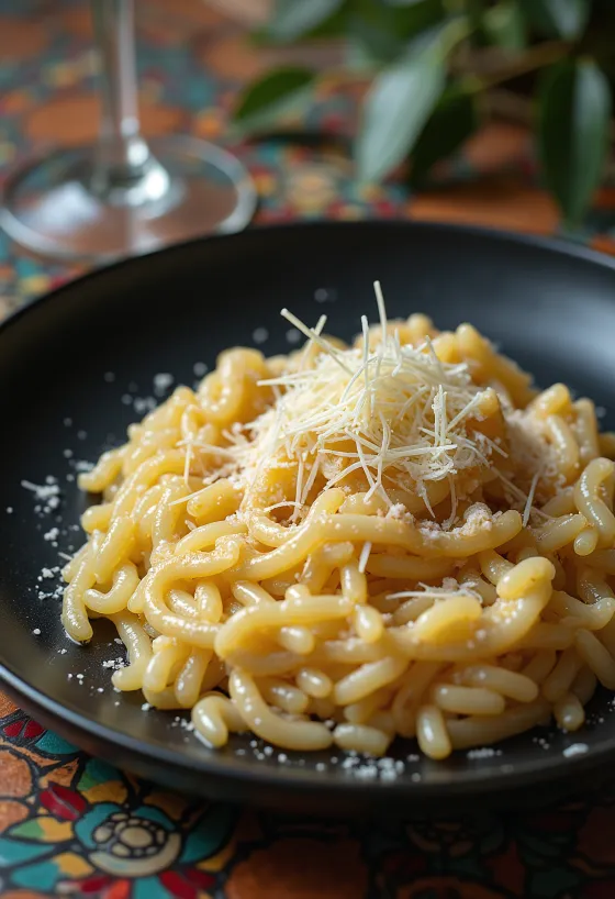 Peynir ve baharatlarla süslenmiş kremsi kıvamlı İtalyan risotto